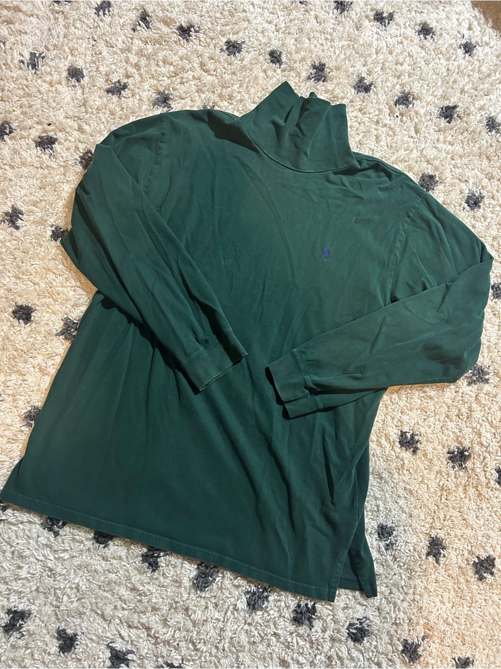 Vintage POLO | Men's Dark Green Mock Neck Long-Sleeve Sweater
